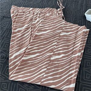 a new day Zebra Print Wide Leg Pants - Pink and White